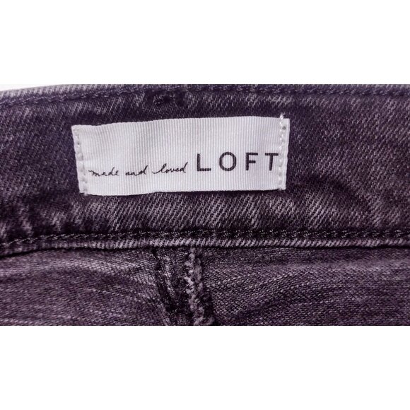 Made and Loved Loft High Waisted Denim Shorts Size 2/26 Black Frayed Hem Stretch - Picture 5 of 6